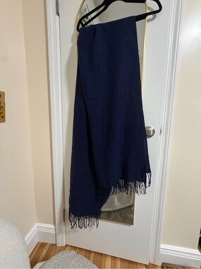 Navy Fringe Wrap Scarf